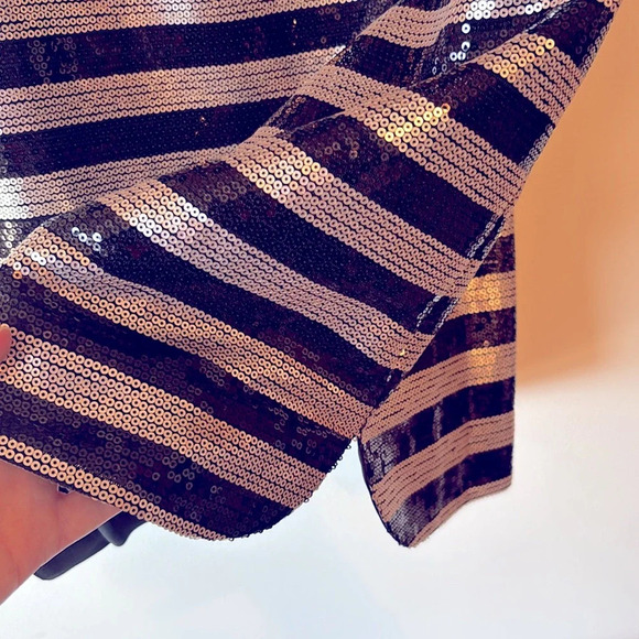VINCE CAMUTO Black and Silver Striped Sequin Dress - Picture 6 of 6